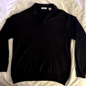 Pierre Cardin Vintage Polo Shirt Men Black XXL Long Sleeve Button Down Collar